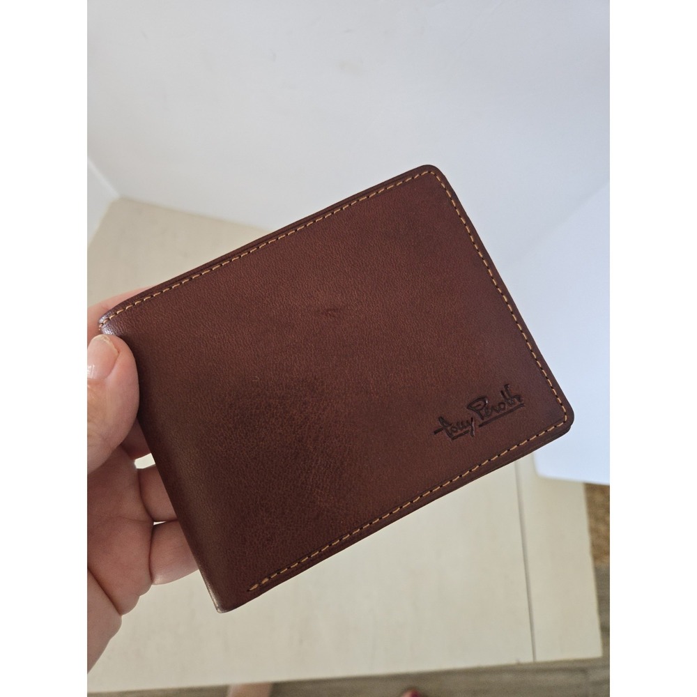 Tony Perotti Italian Leather Bi-fold Wallet Reddish Brown Gift Very Good Cond